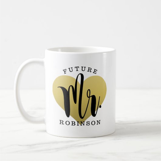 Mug Futur M. Gold Heart Mariage personnalisé Monogramm (Gauche)