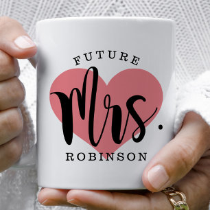 Mug Futur Mme Monogramme Personnalisé de Mariage Cœur 