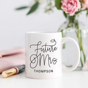 Mug Futur Mme Noir Script Moderne Mariage Personnalisé