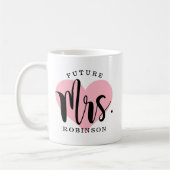 Mug Futur Mme Pink Coeur Personnalisé Mariage Monogram (Gauche)