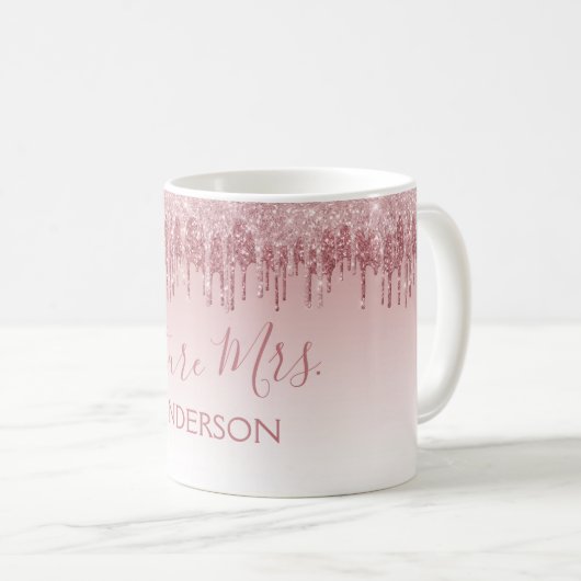 Mug Futur Mme Rose Gold - Mariée Parties scintillant r (Devant droit)