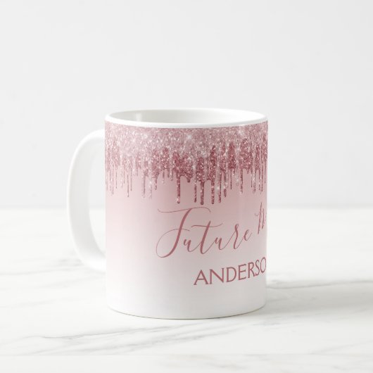 Mug Futur Mme Rose Gold - Mariée Parties scintillant r (Devant gauche)