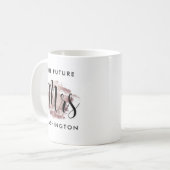 Mug Futur Mme Rose Gold Script Mariage Monogramme (Devant gauche)