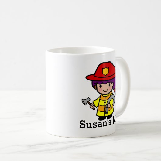 Mug Futur pompier Fille avec Ax et Hose (Devant droit)