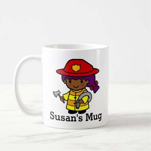 Mug Futur pompier Fille avec Ax et Hose (Gauche)