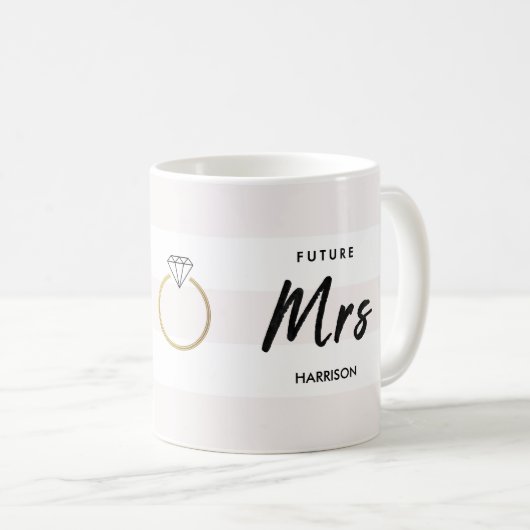 Mug Future Mme Blush Pink White Gold Diamond Script (Devant droit)