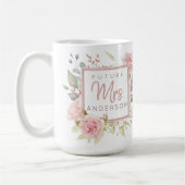 Mug Future Mme Custom Blush Roses Aquarelle Rose (Gauche)