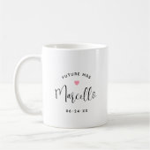Mug Future Mme Nom personnalisé Script Mariage Noir (Gauche)