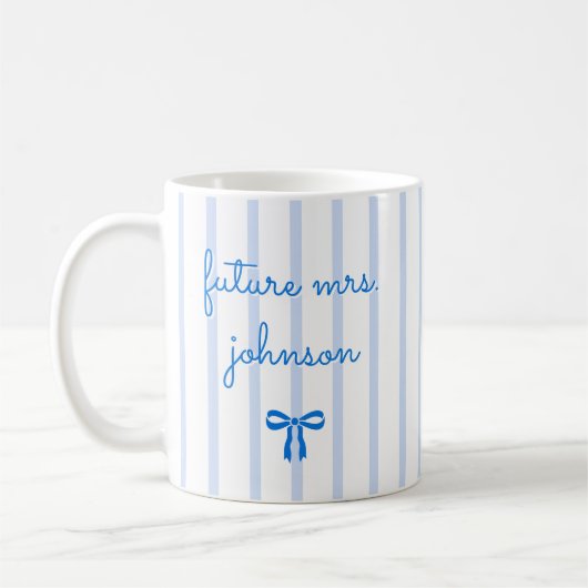Mug Future Mme personnalisée Stripe Fiancée à être (Gauche)