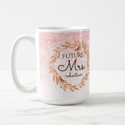 Mug Future Mme Rose Gold Pink Parties scintillant Fête (Gauche)