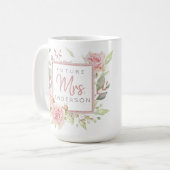 Mug Future Mme Roses aquarelles rose blush personnalis (Devant gauche)