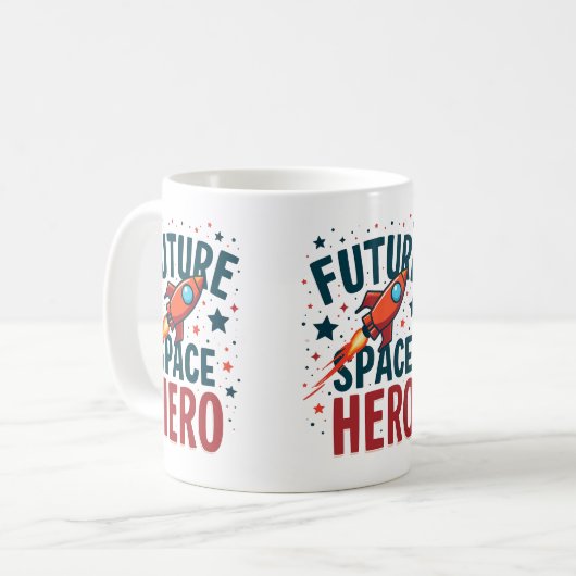 Mug Future Space Hero Retro Rockship Design (Devant gauche)