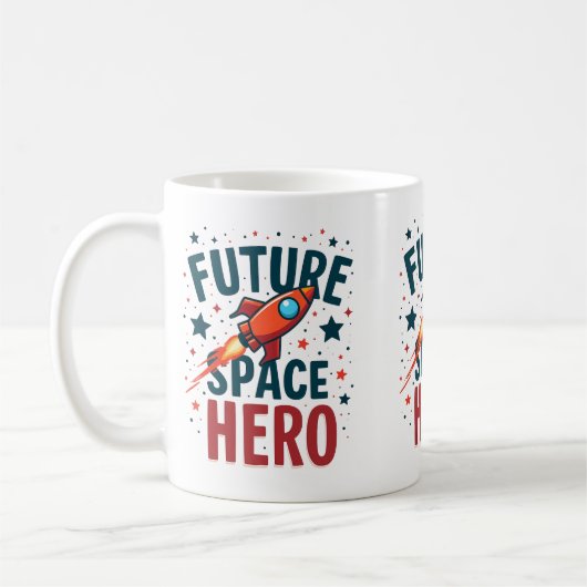 Mug Future Space Hero Retro Rockship Design (Gauche)