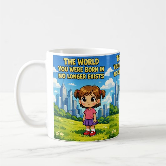 Mug Future vs. Past Lost innocence Sentimental Cartoon (Gauche)