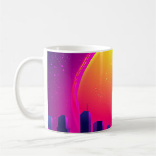 Mug Futurisme rétro. illustration d'onde de synthétise