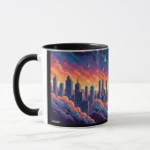 Mug Futuristic City Rocket Launch Sci-Fi Colorful Comb (Gauche)