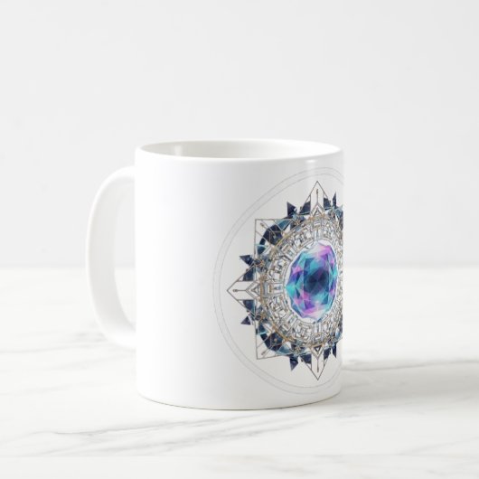 Mug Futuristic Crystal Mandala – Geometric Tech Art (Devant gauche)