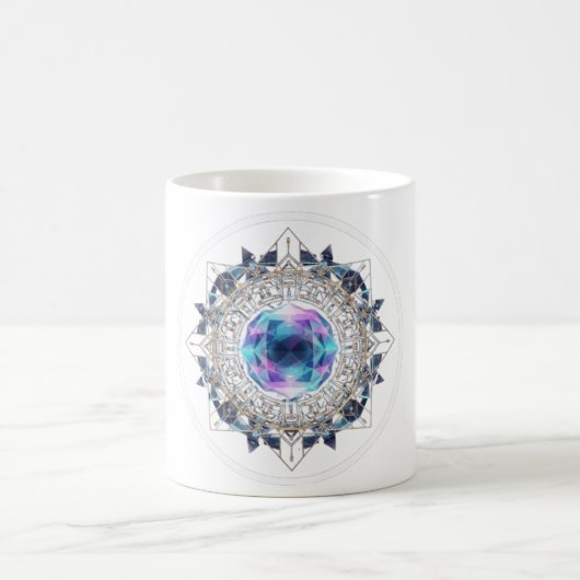 Mug Futuristic Crystal Mandala – Geometric Tech Art (Centre)