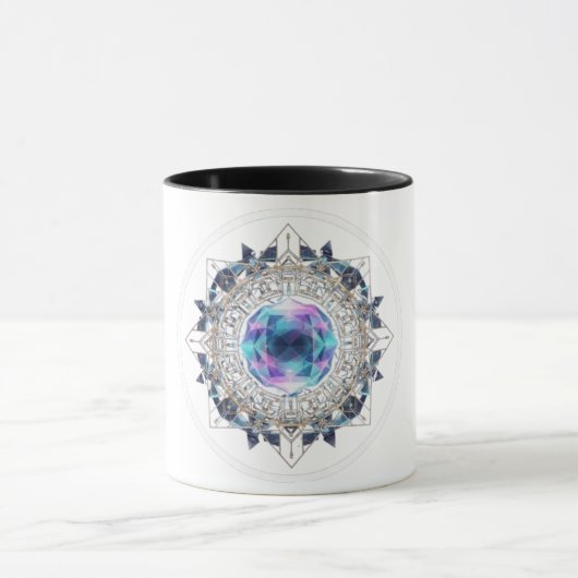 Mug Futuristic Crystal Mandala – Geometric Tech Art (Centre)