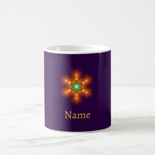 Mug Futuristic Neon Glow Flower Graphic (Centre)