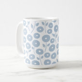 Mug Fuzzy Flower Pattern Blue on White (Devant gauche)