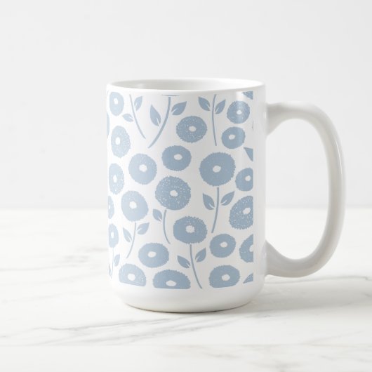 Mug Fuzzy Flower Pattern Blue on White (Droite)