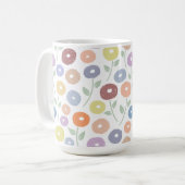 Mug Fuzzy Flower Pattern Pastels on White (Devant gauche)