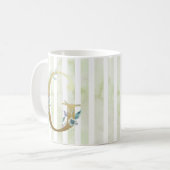 Mug G initial doré sur bandes bleu et blanc (Devant gauche)