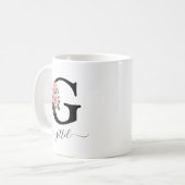 Mug G initial Monogramme Floral Fleur Roses Rose Musiq (Devant gauche)