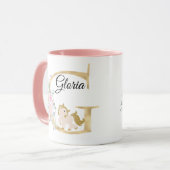Mug G lettre nom personnalisé monogramme avec poney (Devant gauche)