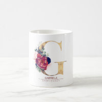 G Monogramme Floral Bourgogne Rouge et bleu marine