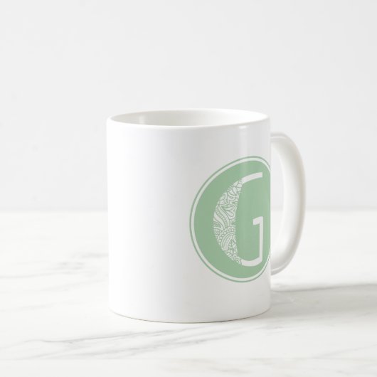 Mug G Monogramme floral initial (Devant droit)
