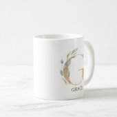 Mug G Monogramme Floral Personnalisé (Devant droit)