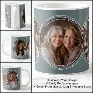 Mug Gabarit 3 Collage de photos circulaires Gris moyen
