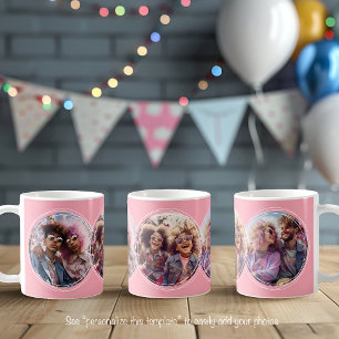 Mug Gabarit 3 Collage de photos circulaires Rose C51