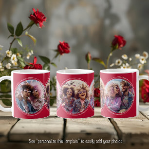 Mug Gabarit 3 Collage de photos circulaires Rouge C81