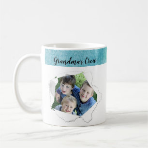 Mug Gabarit personnalisé de trous de papier photo bleu