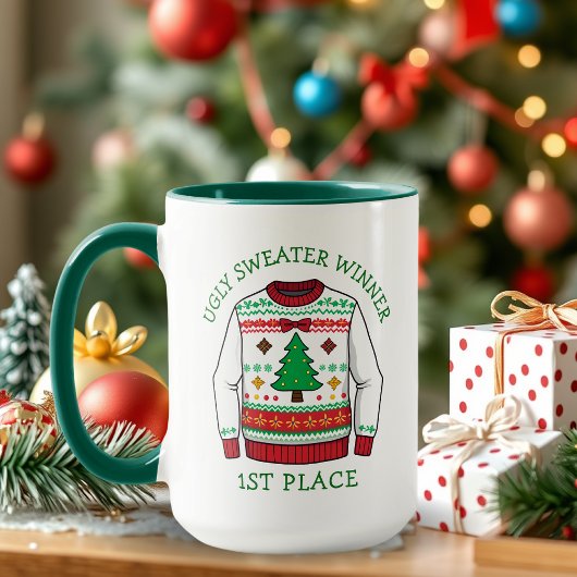 Mug Gagnant du Pull de Noël le Plus Moche à la Premièr