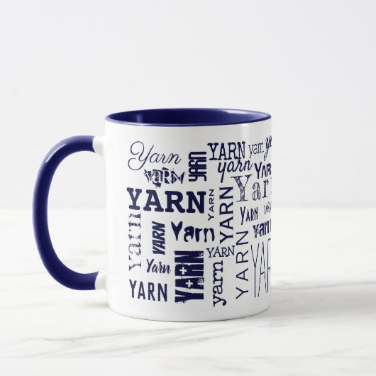 Mug GAGNEZ ! Typographie Tricot bleu Crochet  (Gauche)