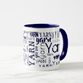 Mug GAGNEZ ! Typographie Tricot bleu Crochet  (Devant droit)