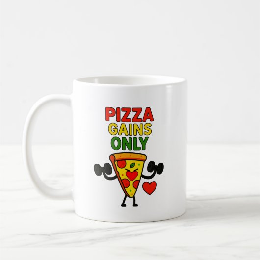 Mug Gains de pizza seulement - humoristique drôle (Gauche)