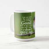 Mug Galates 6:9 Ne soyons pas fatigués de faire le bie (Devant gauche)
