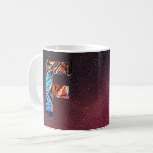 Mug Galaxie iridescente : Lettre holographique cosmiqu (Devant gauche)