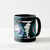 Mug Galaxie peinte à la main avec votre texte (Devant droit)