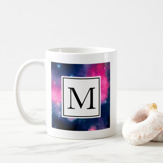 Mug Galaxie rose & bleu Nebula & étoiles Abstrait (Avec donut)