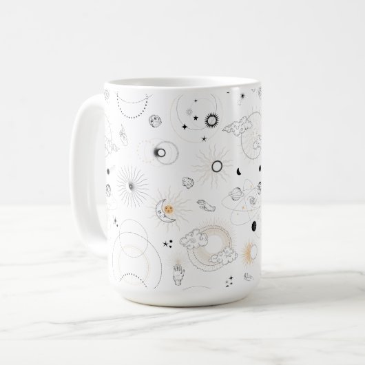 Mug Galaxies de lune de soleil rétro orbites cercles d (Devant gauche)
