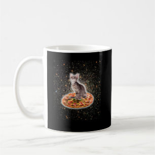 Mug Galaxy Kitty Chat Riding Pizza Dans L'Espace