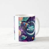 Mug Galaxy thème heureux croissant d'anniversaire lune (Devant droit)
