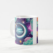 Mug Galaxy thème heureux croissant d'anniversaire lune (Devant gauche)