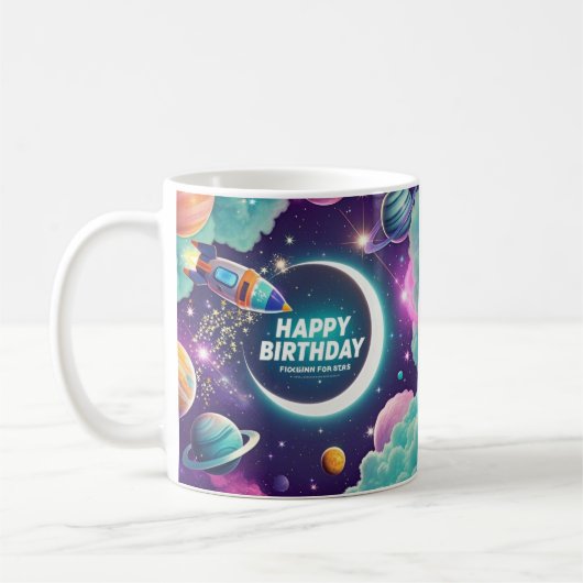 Mug Galaxy thème heureux croissant d'anniversaire lune (Gauche)